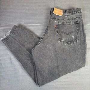 Vintage Levi’s 535 Black Jeans Men’s Straight Fit Made in Canada Raw Hem 33W 25L